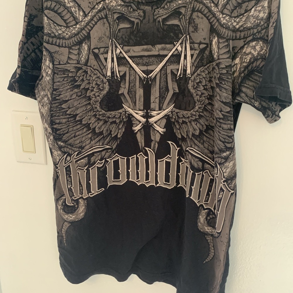 Throwdown Premium T Shirt Mens Large Black Snakes Wings Y2K Graphic Tee